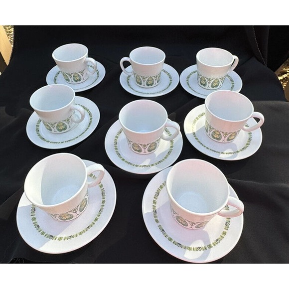 8 Rare Vintage Noritake Progression China 9020 Palos Verde Cup and Saucer Sets
